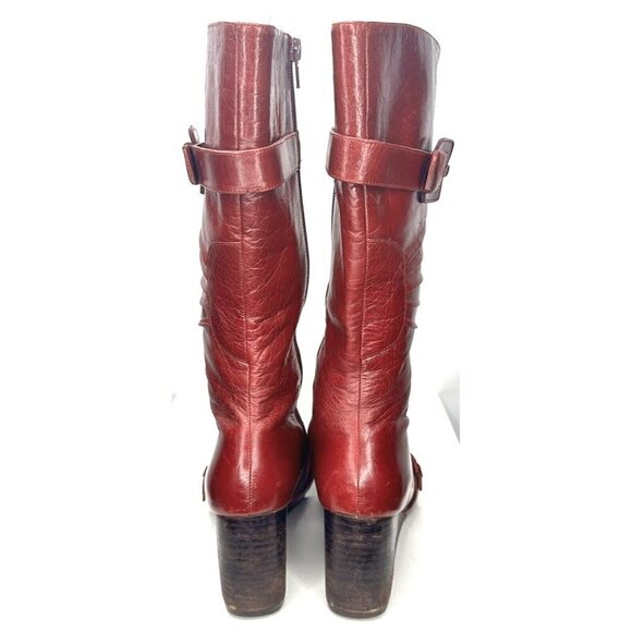 Miz Mooz Boots Womens Broadway Wedge Heel Buckle Granny Witchy Red Size 36 US 6 - Picture 5 of 12